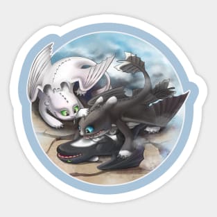 Toothless's and Light Fury's Kids (How to Train Your Dragon 3) Sticker